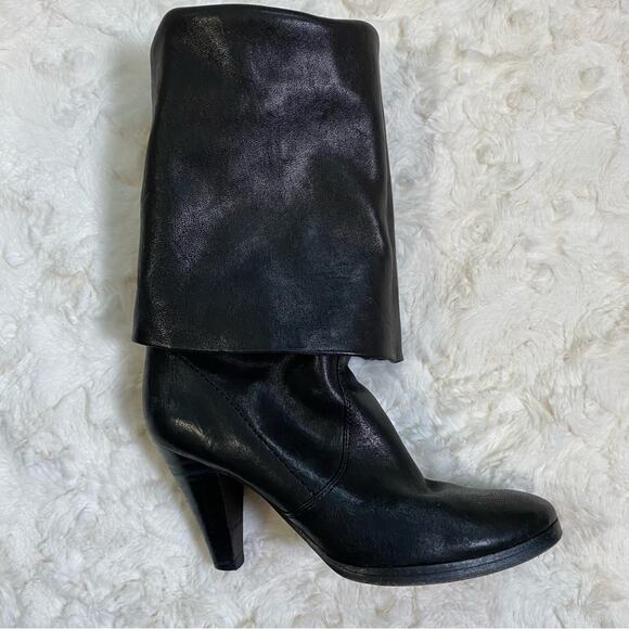 KORS Michael Kors Womens Tall Leather Boots Size 7 Black Designer Convertible - Picture 6 of 14